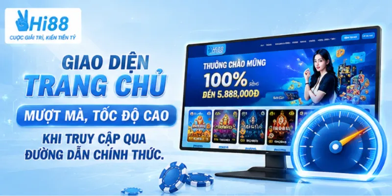 Giao diện trang chủ mượt mà, tốc độ cao khi truy cập qua đường dẫn chính thức. 