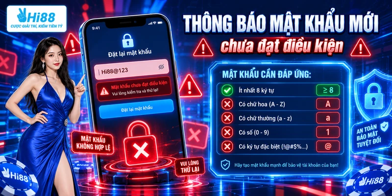 Thông báo mật khẩu mới chưa đạt điều kiện